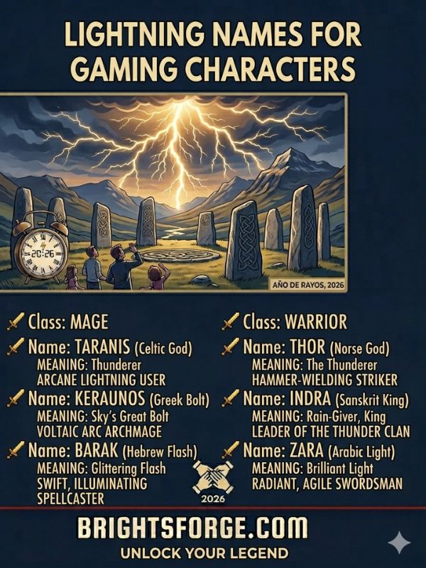 Lightning Names for Gaming Characters