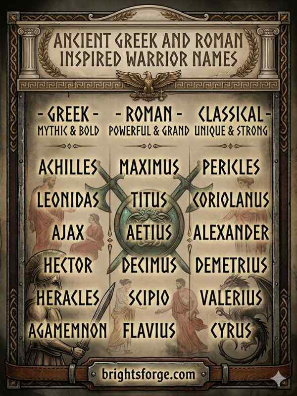 Ancient Greek and Roman Inspired Warrior Names
