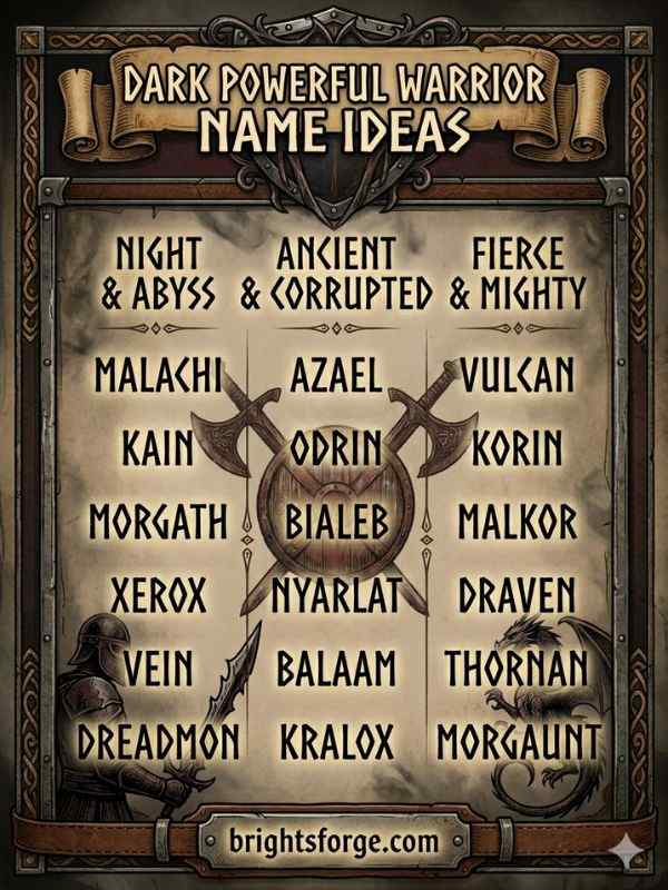 Dark Powerful Warrior Name Ideas