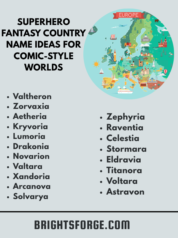 Superhero Fantasy Country Name Ideas for Comic-Style Worlds