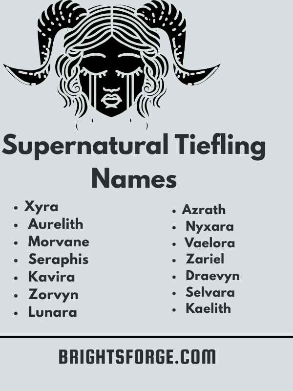 Supernatural Tiefling Names