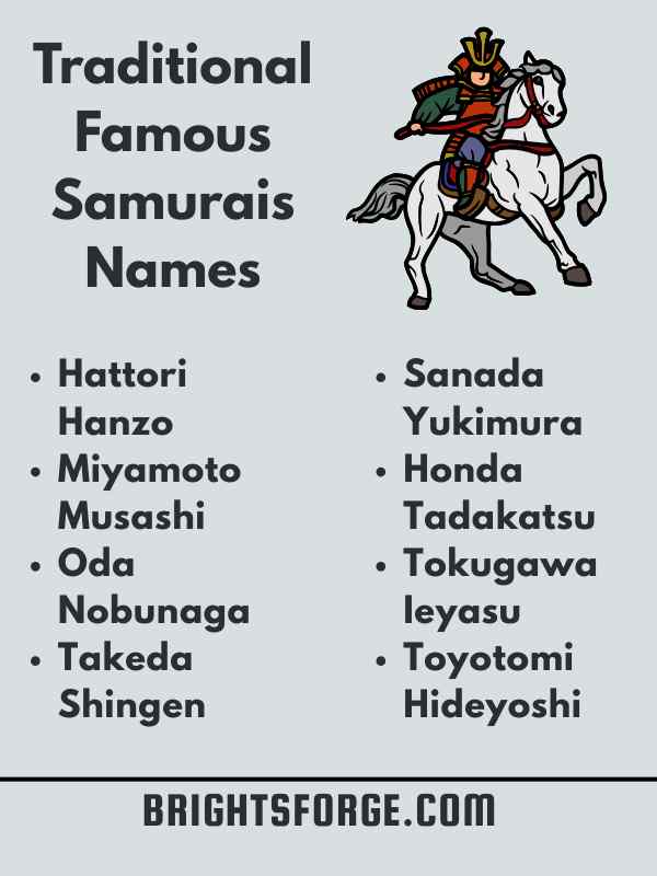 Traditional Famous Samurais Names