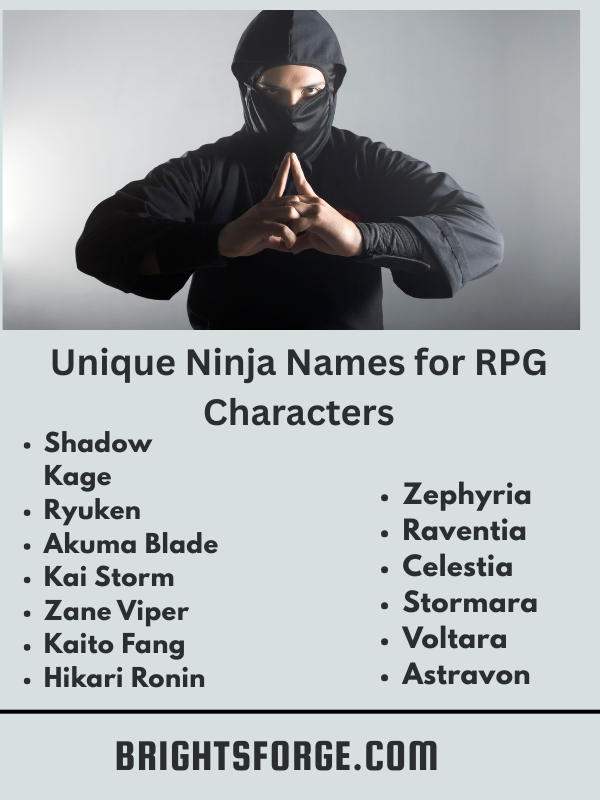 Unique Ninja Names for RPG Characters