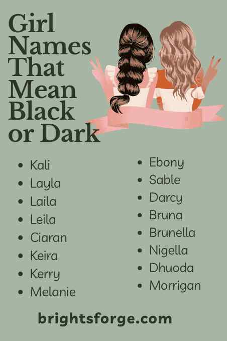 Girl Names That Mean Black or Dark