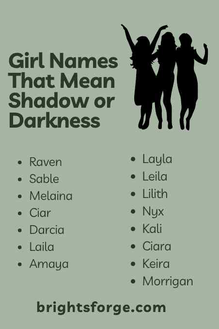 Girl Names That Mean Shadow or Darkness