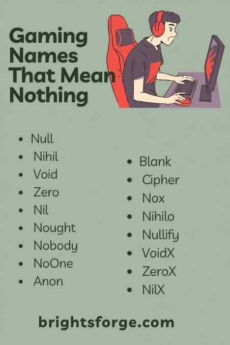 Gaming Names That Mean Nothing