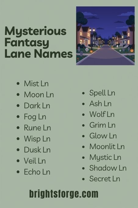 Mysterious Fantasy Lane Names