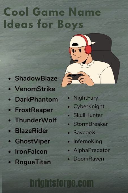 Cool Game Name Ideas for Boys