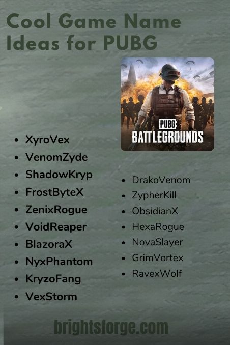 Cool Game Name Ideas for PUBG
